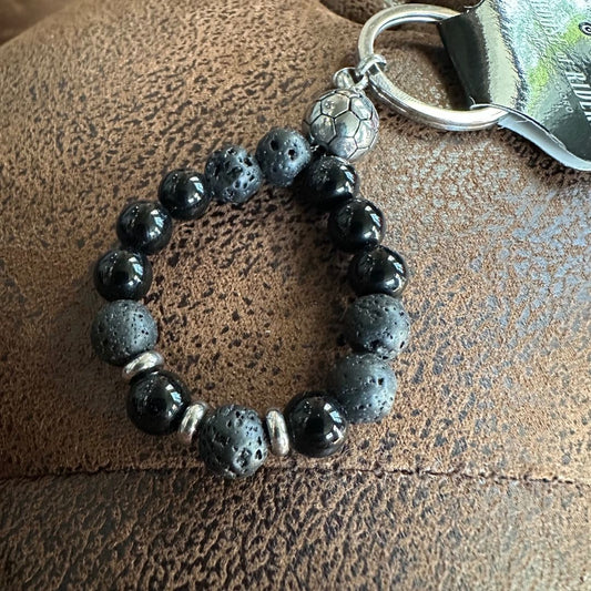 HOUSE OF RIDERS Schlüsselanhänger mit schwarzen Perlen