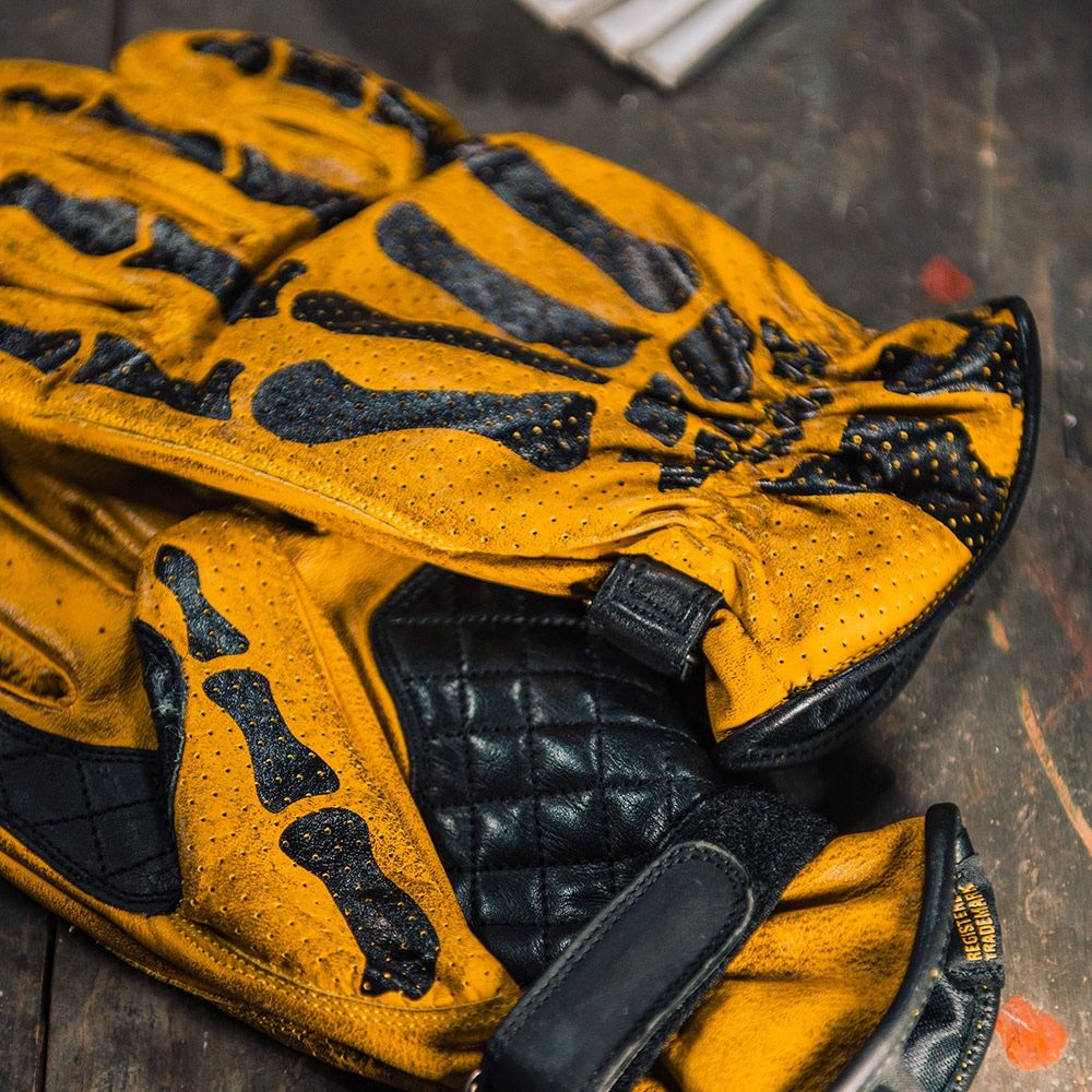 RUDE RIDERS Handschuhe BONES YELLOW